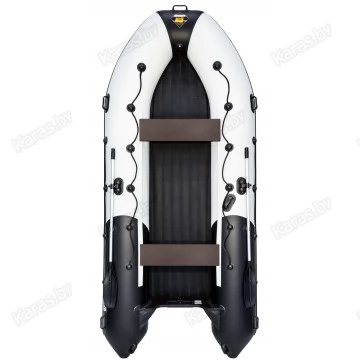 Надувная 6-местная ПВХ лодка Ривьера Максима 4000 НДНД  Гидролыжа (светло-серый/черный)