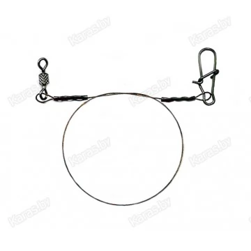 Стальной поводок Kujira 1x7 c вертлюгом и застёжкой, тест: 9 кг (3 шт, AFW материал)