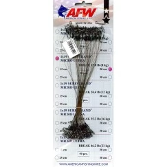 Стальной поводок AFW 1x19 Surfstrand Micro Ultra оснащён вертлюгом и застёжкой, тест: 12 кг (1 шт.) 