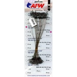 Стальной поводок AFW 1x19 Surfstrand Micro Ultra оснащён вертлюгом и застёжкой, тест: 12 кг (1 шт.) 