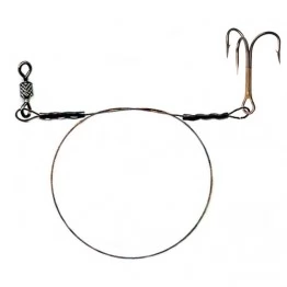 Стальной поводок AFW 1x7 Surfstand Standart Grade 9кг/30см оснащён вертлюгом и тройником Eagle Claw №6 (1 шт.)