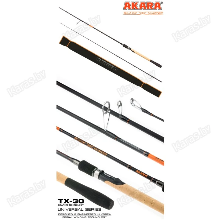 Спиннинг Akara Black Hunter 702 M, углеволокно, штекерный, 2.1 м, тест: 5-22 г, 136 г