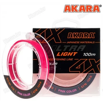 Леска плетёная Akara Ultra Light X4 100м (розовый)
