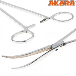 Зажим-корнцанг рыболовный изогнутый Akara FC-3813 22 см