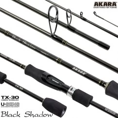 Спиннинг Akara SL1001 Black Shadow 762MLF TX-30, углеволокно, штекерный, 2.3 м, тест: 3,5-10,5 г, 115 г