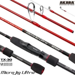 Спиннинг Akara SL1004 Micro Jig Ultra 702UL-S TX-30, углеволокно, штекерный, 2,1 м, тест: 0,5-6 г, 105 г