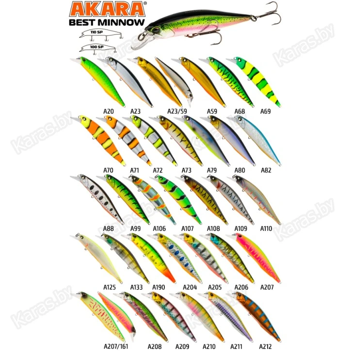 Воблер Akara Best Minnow 100SP (15 гр)