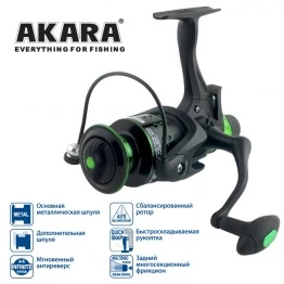 Безынерционная катушка с байтраннером  Akara Geden Carp FG3000. 3 ш.п. + 1 р.п.