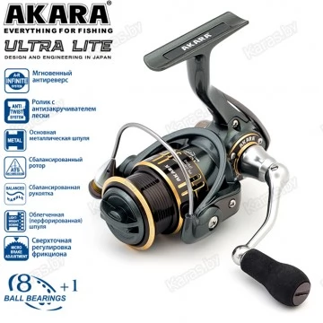 Безынерционная катушка Akara Ultra Lite 1000. 8 ш.п. + 1 р.п.