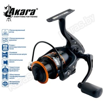 Безынерционная катушка Akara Black Hunter BHF1000. 9 ш.п. + 1 р.п.