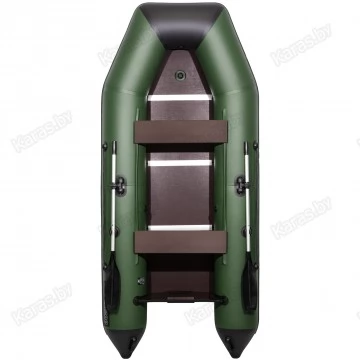 Надувная 3-местная ПВХ лодка Аква 2900 СК (сборный пайол, киль, зелено-черная)