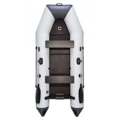 Надувная 3-местная ПВХ лодка Аква 3200 СКК (слань-книжка, киль, светло-серый, графит)