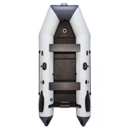 Надувная 3-местная ПВХ лодка Аква 3200 СКК (слань-книжка, киль, светло-серый, графит)