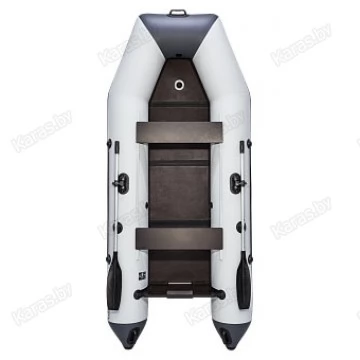 Надувная 3-местная ПВХ лодка Аква 3200 СКК (слань-книжка, киль, светло-серый, графит)