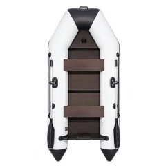 Надувная 2-местная ПВХ лодка Аква 2800 СКК (слань-книжка, киль, светло-серый, черный)