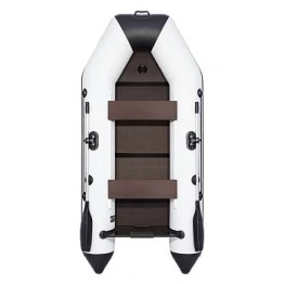 Надувная 2-местная ПВХ лодка Аква 2800 СКК (слань-книжка, киль, светло-серый, черный)