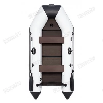 Надувная 2-местная ПВХ лодка Аква 2800 СКК (слань-книжка, киль, светло-серый, черный)