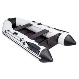 Надувная 2-местная ПВХ лодка Аква 2800 СКК (слань-книжка, киль, светло-серый, черный)