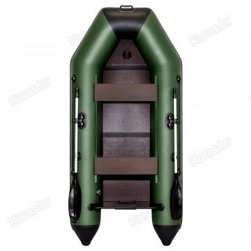 Надувная 2-местная ПВХ лодка Аква 2800 СКК (слань-книжка, киль, зелено-черная)