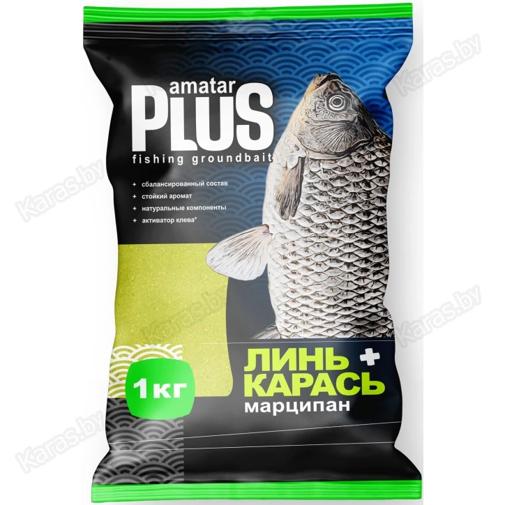 Прикормка Amatar Plus Линь-Карась Марципан (зеленая) 1кг