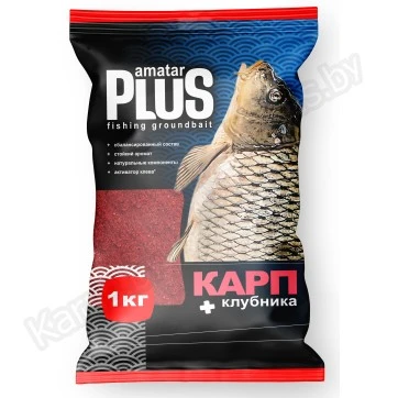 Прикормка Amatar Plus Карп Клубника (красная) 1кг