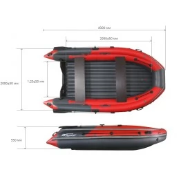 Надувная 7-местная ПВХ лодка Reef Скат 400 NDFI (Надувное дно, интегрированный фальшборт)