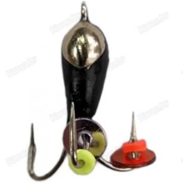 Мормышка вольфрамовая "Чёртик" короткий с серебряной коронкой и ушком 3.0 мм