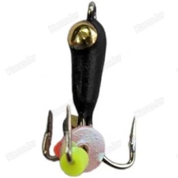 Мормышка вольфрамовая "Чёртик" короткий с золотой коронкой и ушком 2.0 мм