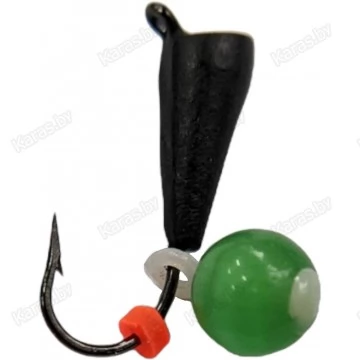 Мормышка вольфрамовая "Конус" с камнем "Кошачий глаз" и ушком 3.0 мм