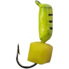 Мормышка вольфрамовая "Столбик" с сырным кубиком и ушком 2.5 мм (лимонный)