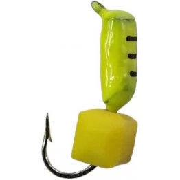 Мормышка вольфрамовая "Столбик" с сырным кубиком и ушком 2.5 мм (лимонный)