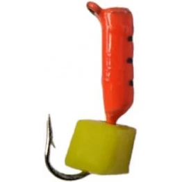 Мормышка вольфрамовая "Столбик" с сырным кубиком и ушком 1.5 мм (красный)