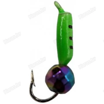 Мормышка вольфрамовая "Столбик" с граненым шаром "Хамелеон" и ушком 1.5 мм (зеленый)