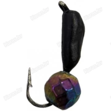 Мормышка вольфрамовая "Столбик" с граненым шаром "Хамелеон" и ушком 2.0 мм (черный)