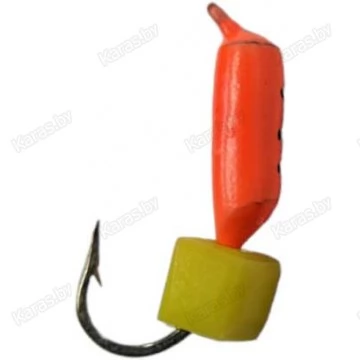 Мормышка вольфрамовая "Столбик" с сырным кубиком и ушком 2.0 мм (красный)