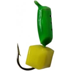 Мормышка вольфрамовая "Столбик" с сырным кубиком и ушком 2.5 мм (зеленый)