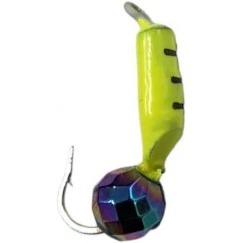 Мормышка вольфрамовая "Столбик" с граненым шаром "Хамелеон" и ушком 2.0 мм (лимонный)