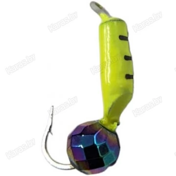 Мормышка вольфрамовая "Столбик" с граненым шаром "Хамелеон" и ушком 2.0 мм (лимонный)