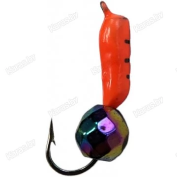 Мормышка вольфрамовая "Столбик" с граненым шаром "Хамелеон" и ушком 2.0 мм (красный)