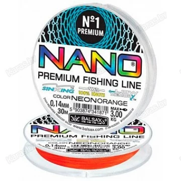 Леска монофильная Balsax Nano Neon Orange 30 м