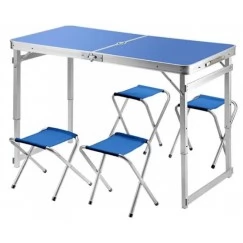 Стол туристический усиленный и 4 стула Bison 60х120 см