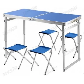 Стол туристический усиленный и 4 стула Bison 60х120 см