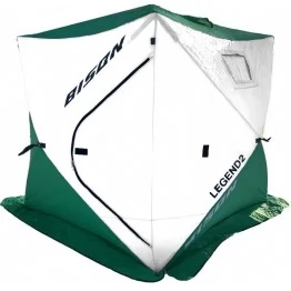 Палатка зимняя Bison Legend 2 трёхслойная (2.00х2.00х2.10м) бело-зелёная
