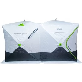 Палатка зимняя трехслойная Bison Nordex Extra двойной куб (4.20х2.00х2.30м) бело-зелёная