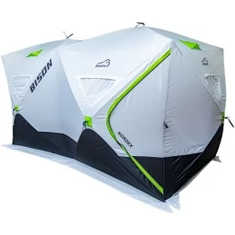 Палатка зимняя Bison Nordex двойной куб (4.20х2.00х2.30м) бело-зелёная