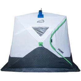 Палатка зимняя трехслойная Bison Prime Extra Куб (2.40х2.40х2.10м) бело-зелёная