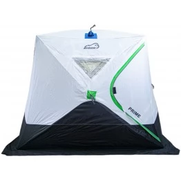 Палатка зимняя Bison Prime Куб (2.40х2.40х2.10м) бело-зелёная