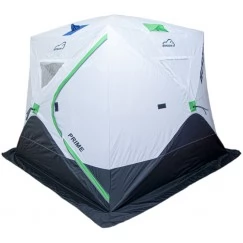 Палатка зимняя Bison Prime Куб (2.40х2.40х2.10м) бело-зелёная