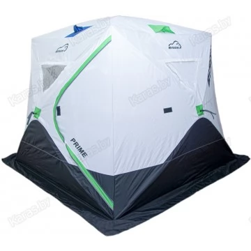 Палатка зимняя Bison Prime Куб (2.40х2.40х2.10м) бело-зелёная