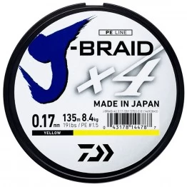 Леска плетёная Daiwa J-Braid x4 Yellow 135 м